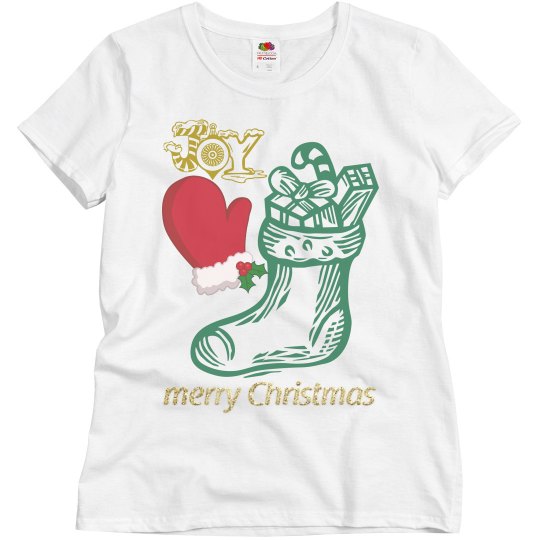 Merry Christmas Joy Stocking & Mitten