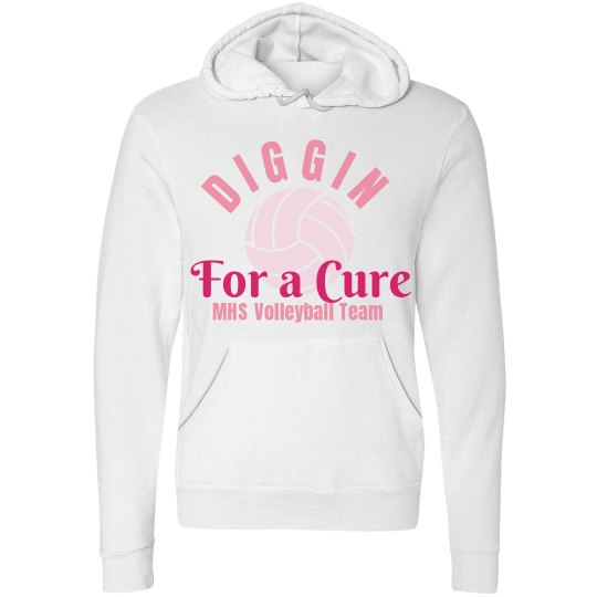 MHS Volleyball Breast Cancer Diggin Hoodie White