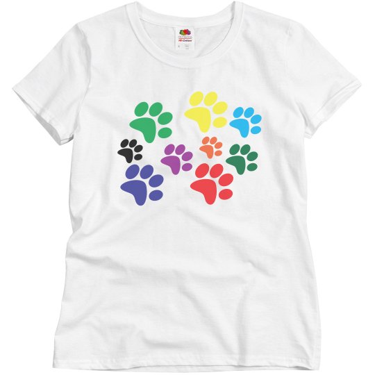 Multi-colored dog paws.