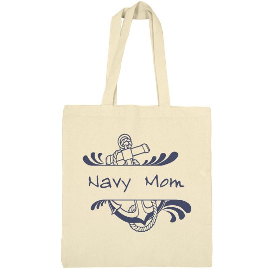 Navy Mom Canvas Tote Bag Navy Mom Canvas Tote Bag