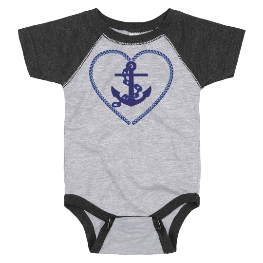 Navy Nautical Heart Anchor