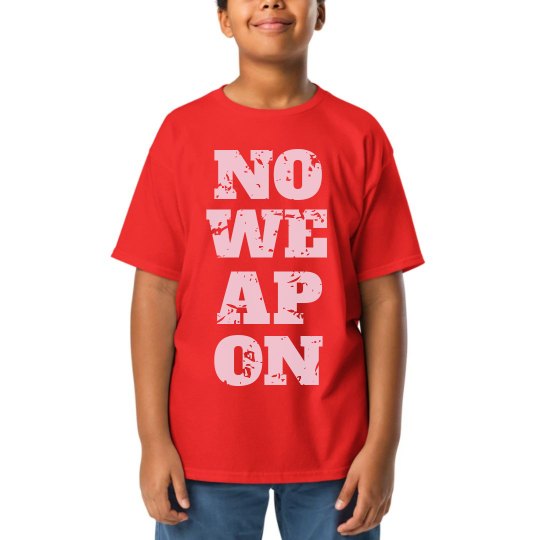NO WEAPON Shall Prosper Light Pink Text Youth T-Shirt