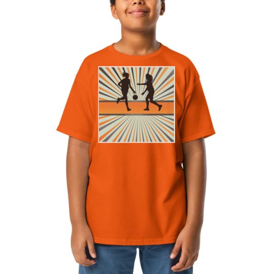 Orange youth tee w/basketball game graphic 