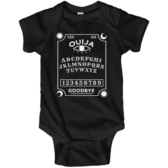 Ouija board infant black onesie. Ouija board infant black onesie.