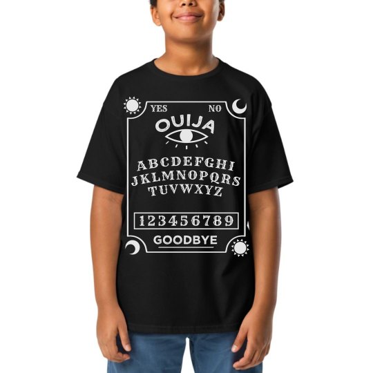 Ouija board kids black t shirt.