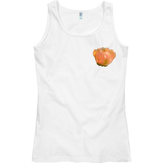 Peach Cactus Flower Lucy LaRue Fitted Tank Top