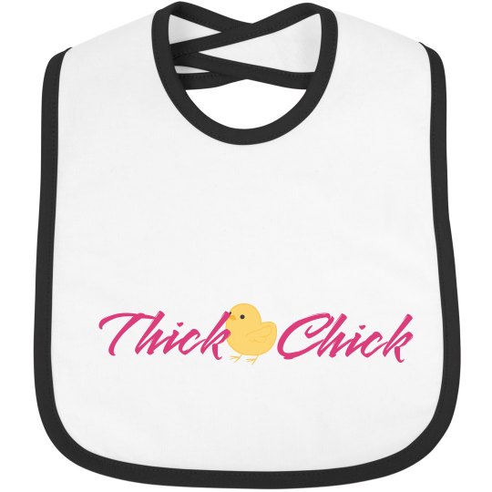 Pink & white bib w/yellow graphic Pink & white bib w/yellow graphic