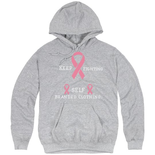 Pink Cancer Ribbon Gray Hoodie