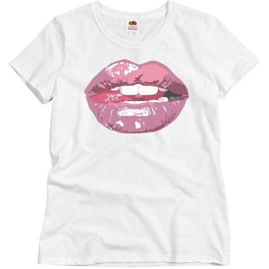 PINK LACED LIP TEE PINK LACED LIP TEE
