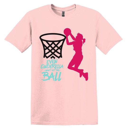 Pink tee w/girl basketball graphic 