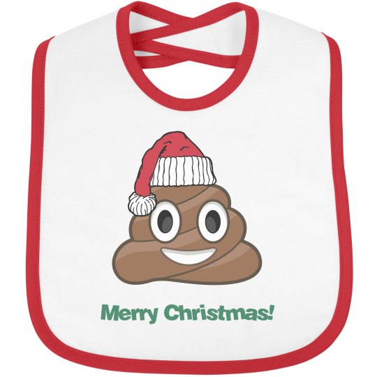 Poop Santa Clause Bib red trim