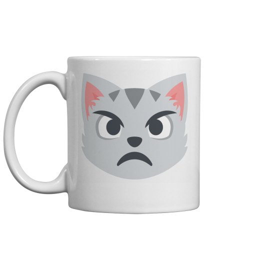 Pouting Cat Face Coffee Mug