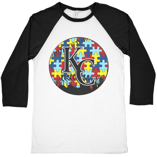 Raglan PUZZLE Autism KC Baseball Raglan PUZZLE Autism KC Baseball