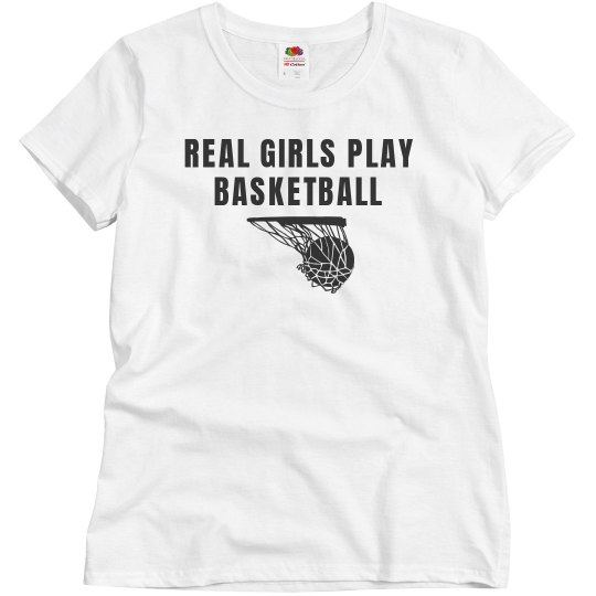 Real girl play basketball