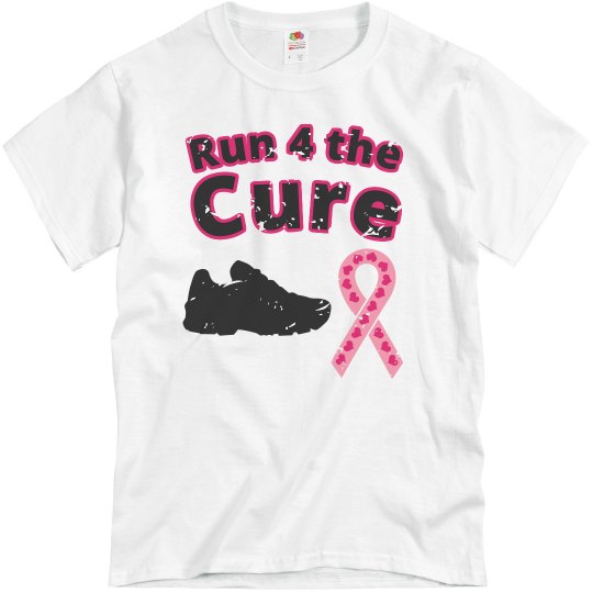 Run 4 the Cure! Pink Tee w/black & pink graphic 