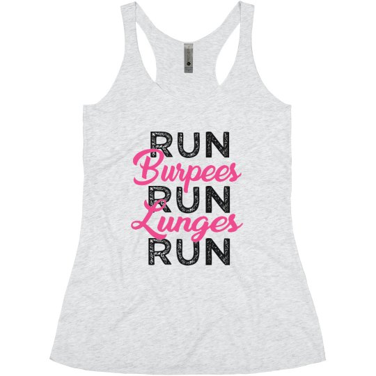 RUN BURPEES RUN LUNGES