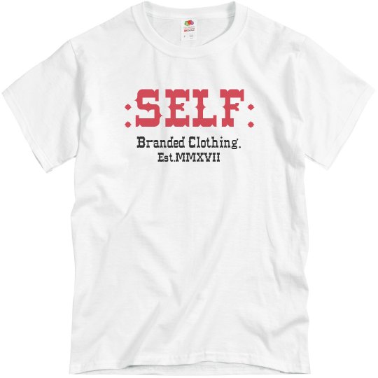 Self Branded White Red Blk Tee