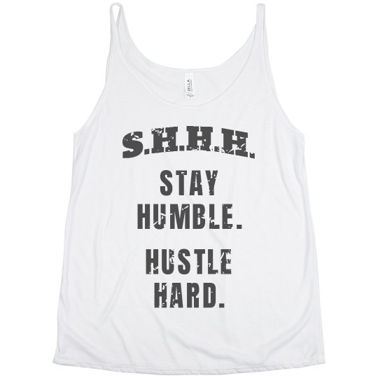 SHHH! STAY HUMBLE HUSTLE HARD GREY TEXT PLUS SIZE TANK