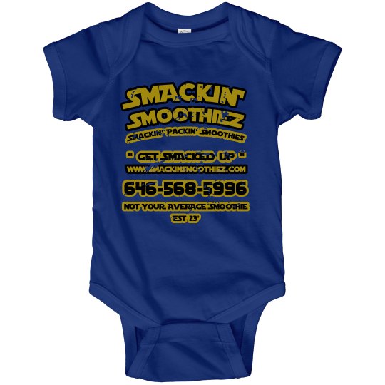 SMACKIN' BABY BASIC LOGO ONESIE (ROYAL)