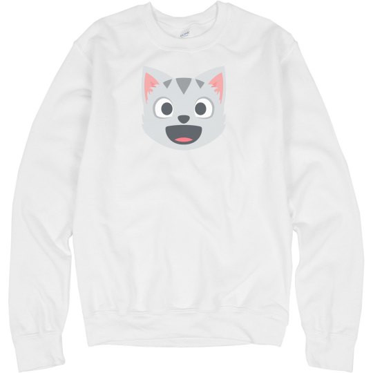 Smiling Cat Face with Open Mouth Unisex Sweatshirt 