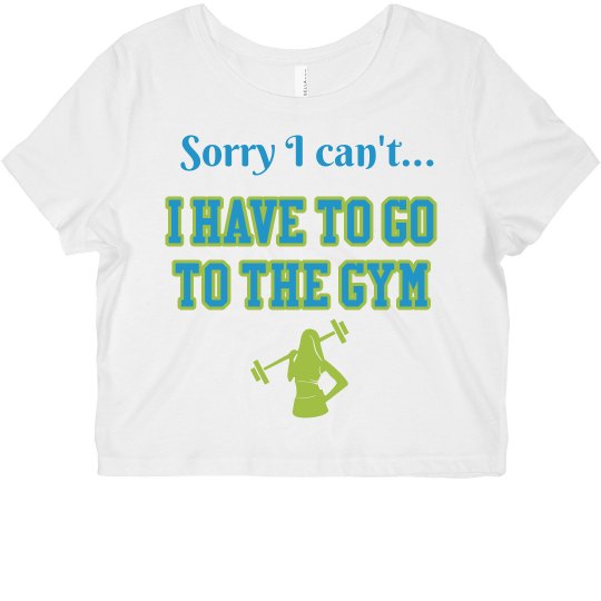 Sorry I cant Gym Crop-Aqua/Lime