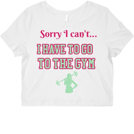 Sorry I cant Gym Crop-Mint/Raspberry 