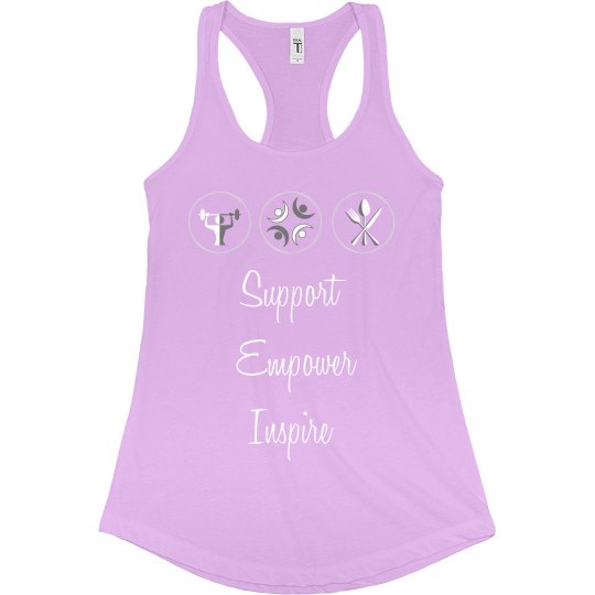 Spfit Flowy Racerback Inspire Logos & Text White