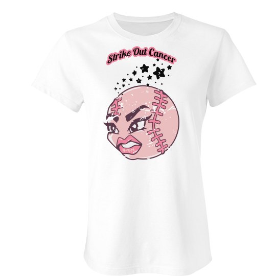 Strike Out Cancer! White tee w/Pink graphic Strike Out Cancer! White tee w/Pink graphic