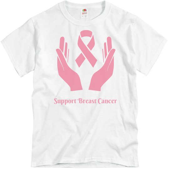Support Breast Cancer! White tee w/Pink Graphic 