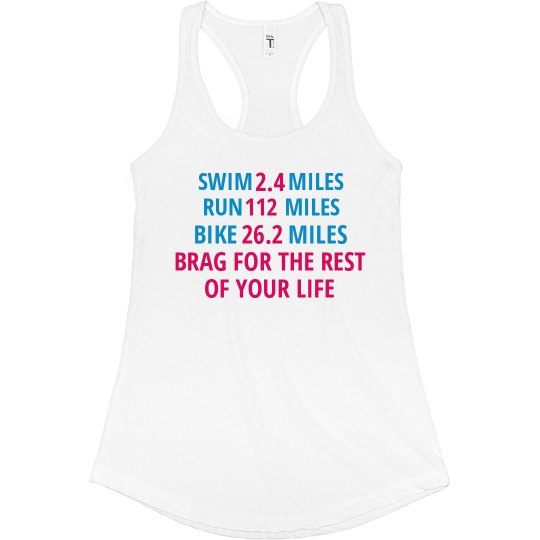 SWIM BIKE RUN BRAG (Aqua/HotPink) 
