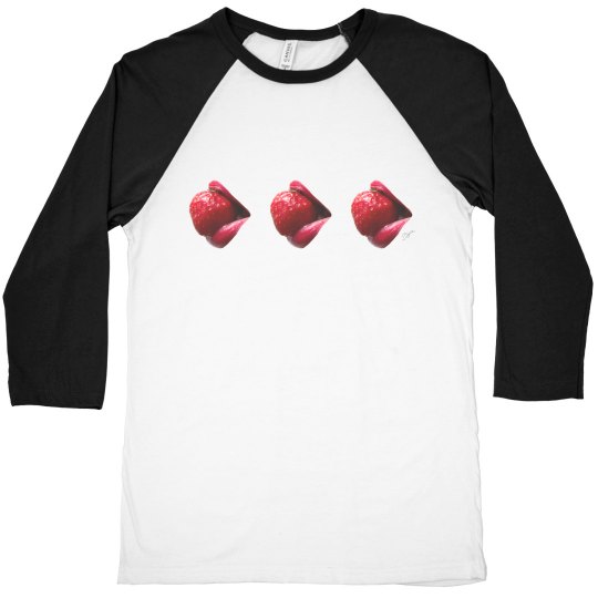 Tri Red Strawberry Lip Lucy LaRue Baseball Shirt