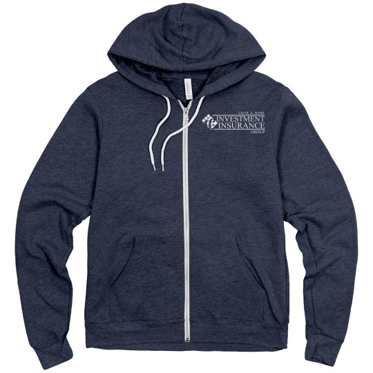 Unisex Fleece Full Zip Midweight Hoodie Heather Navy