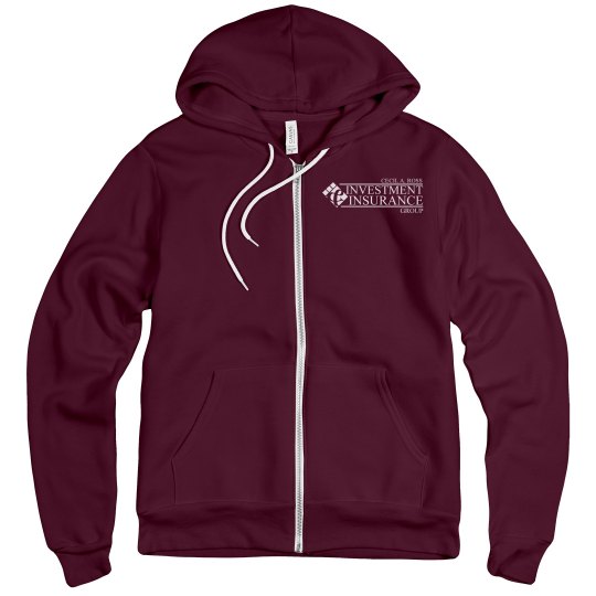 Unisex Fleece Full Zip Midweight Hoodie Maroon