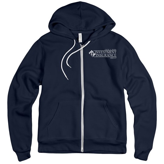 Unisex Fleece Full Zip Midweight Hoodie Navy