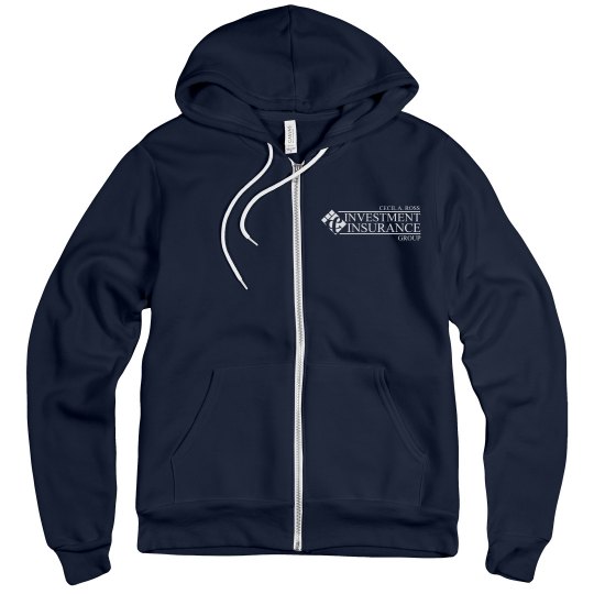 Unisex Fleece Full Zip Midweight Hoodie NAVY