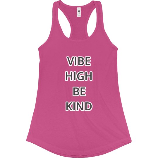 Vibe High Be Kind Slim Fit Tank- Dark Grey/White