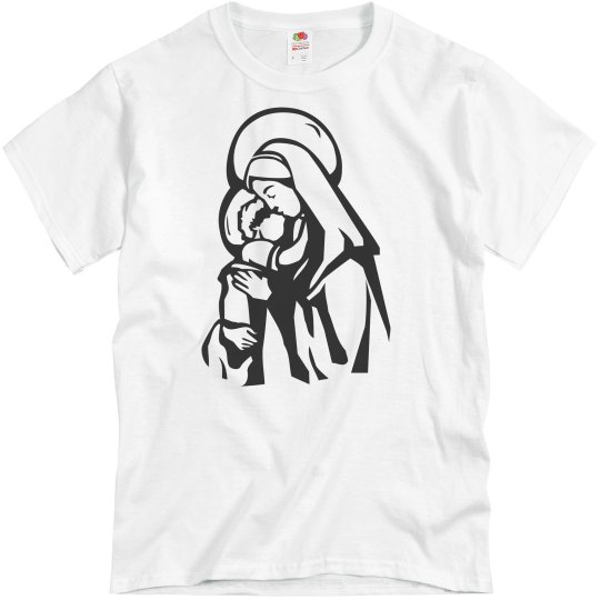Virgin Mary w/Christ child! Gray Tee w/Black graphic