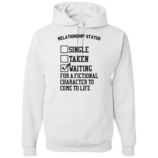 WAITING FOR A FICTIONAL CHARACTER white hoodie WAITING FOR A FICTIONAL CHARACTER white hoodie