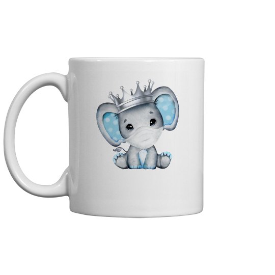 watercolor baby boy elephant with mask