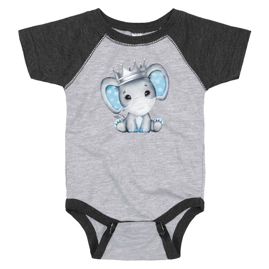 watercolor baby boy elephant with mask