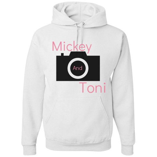 White camera hoodie