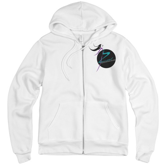White Full Zip Hoodie with Side Zeal Logo