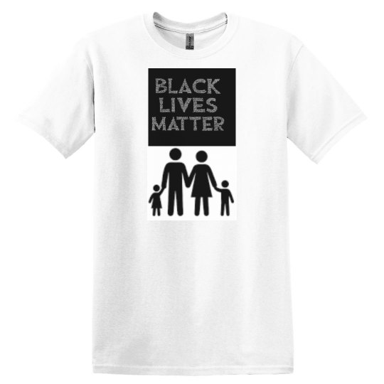 White tee w/black family graphic 