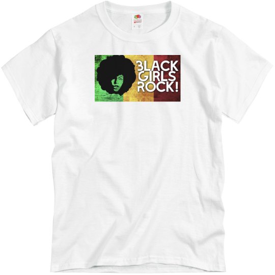 White tee w/black girl rock graphic 