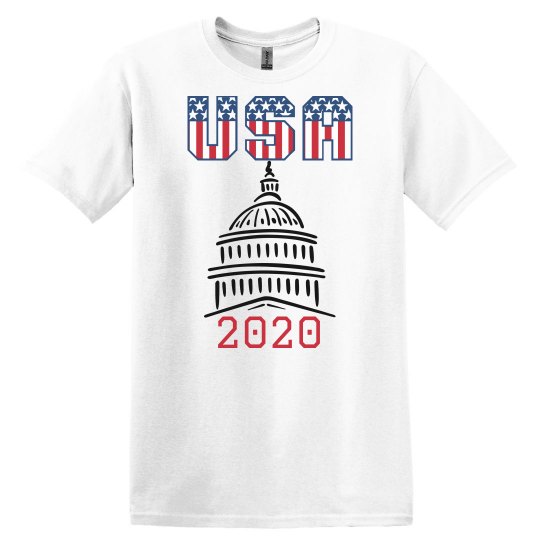 White tee w/democratic people graphic 