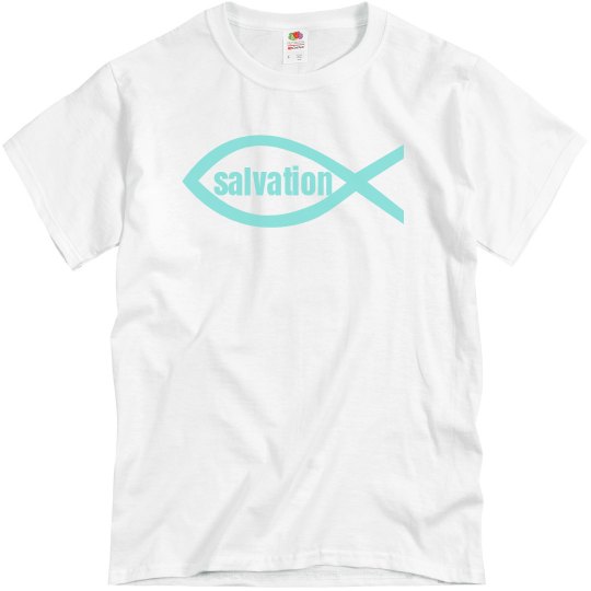White Tee w/turquoise graphic