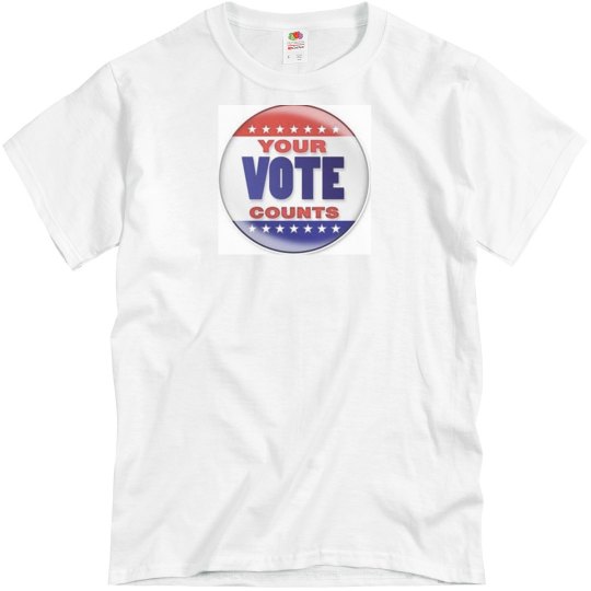 White tee w/voting graphic White tee w/voting graphic