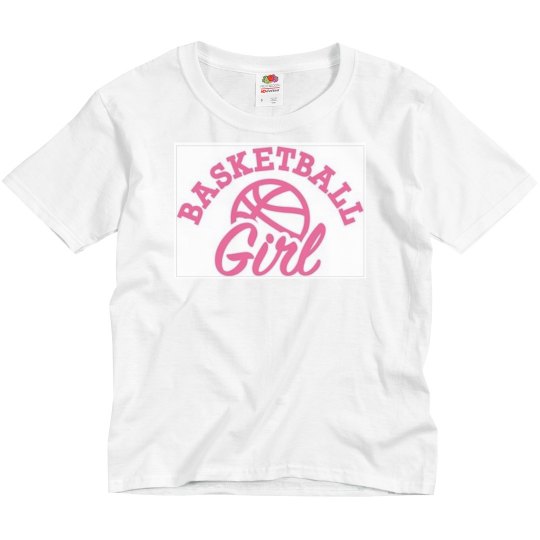 White youth tee w/basketball graphic 