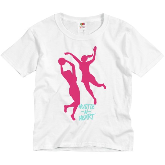 White youth tee w/defense stance graphic 