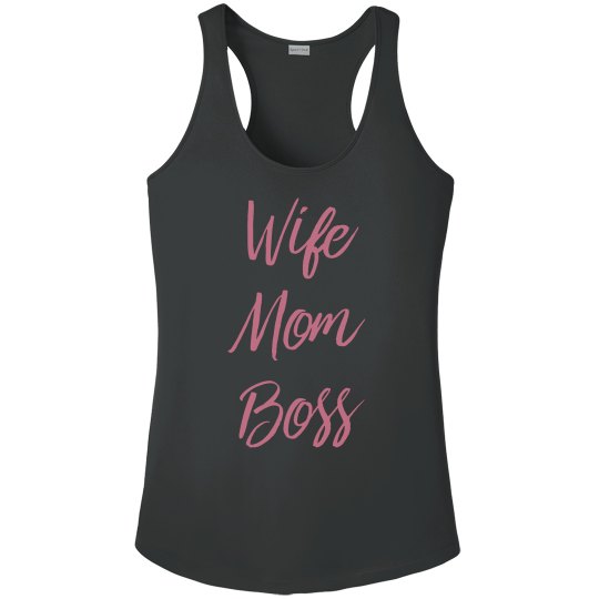 Wife Mom Boss Black Tank